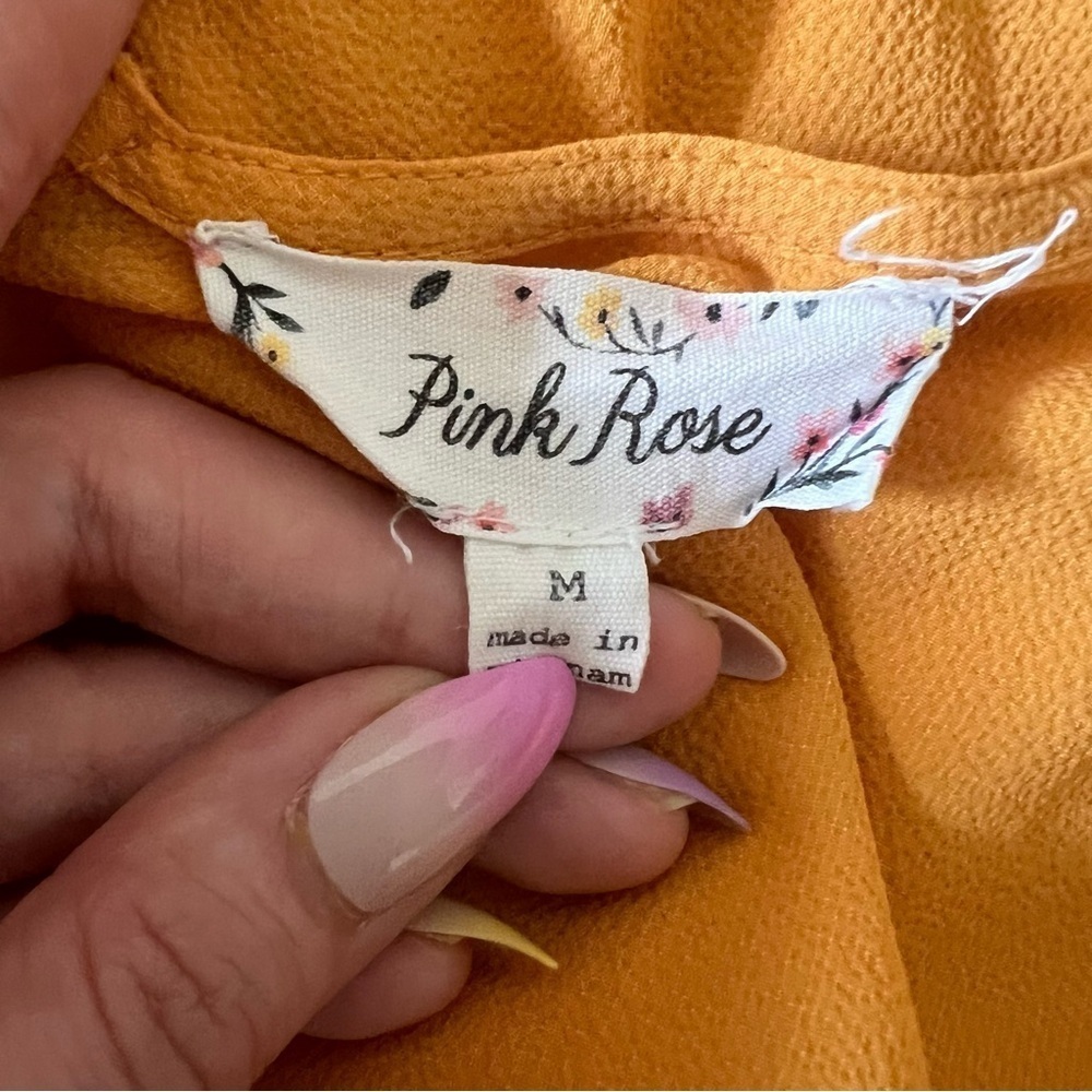 Pink Rose Women’s Medium Yellow Summer Blouse Tee - Picture 8 of 10
